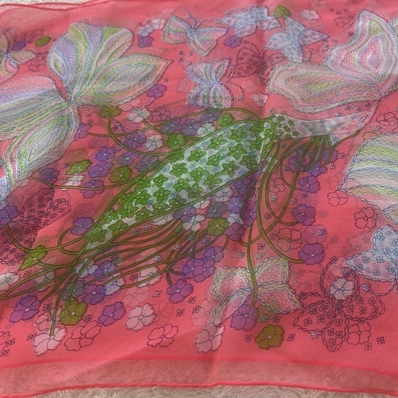 Vintage 1950-60’s Lady Heritage Pink Chiffon amazing colors Butterflies Flowers